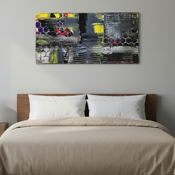 Hand Crafted Other - HANDCRAFTED Abstract Painting HANDPAINTED Wall Art Decor HANDMADE Artwork 15x30